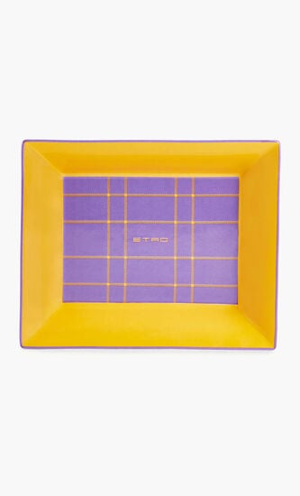 Tartan Trinket Tray Rectangular Small Yellow