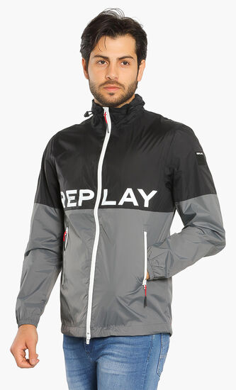 Colorblock High Collar Jacket