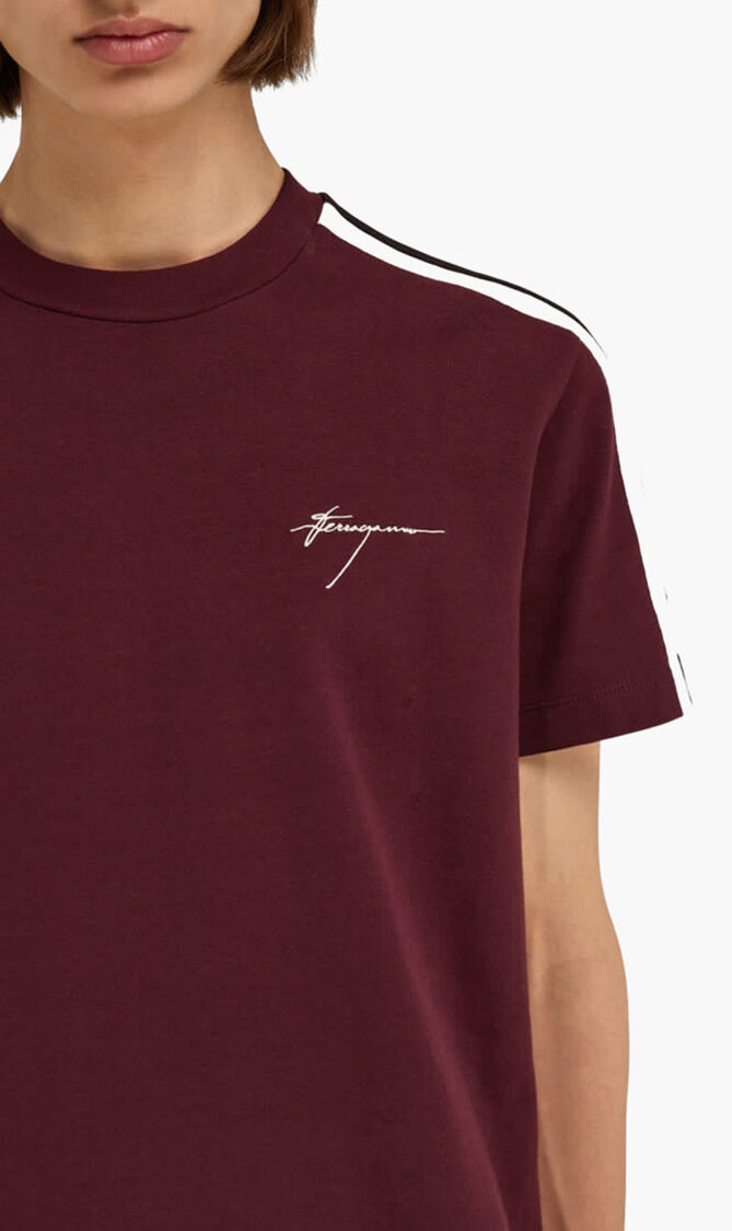 Short Sleeved T-Shirt with Contrasting Stripe