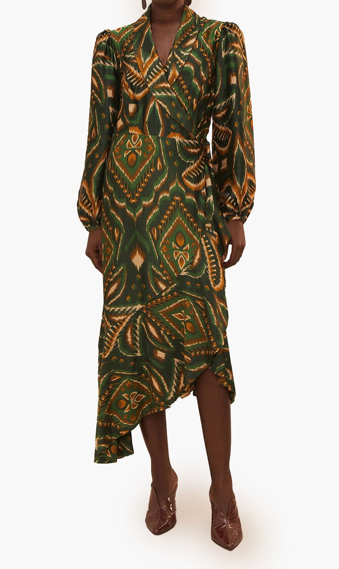 Ikat Long Sleeve Midi Dress