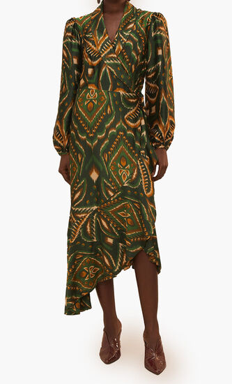 Ikat Long Sleeve Midi Dress