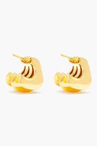 Hera Dome Triple Ridge Hoop Earrings