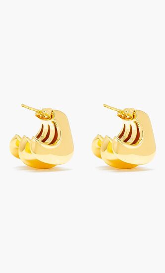 Hera Dome Triple Ridge Hoop Earrings