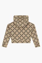 Logo Hooded Zip Up Top