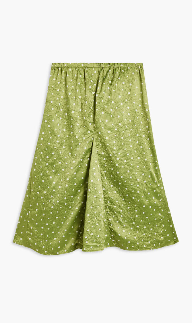 CRINKLED SATIN MIDI SKIRT