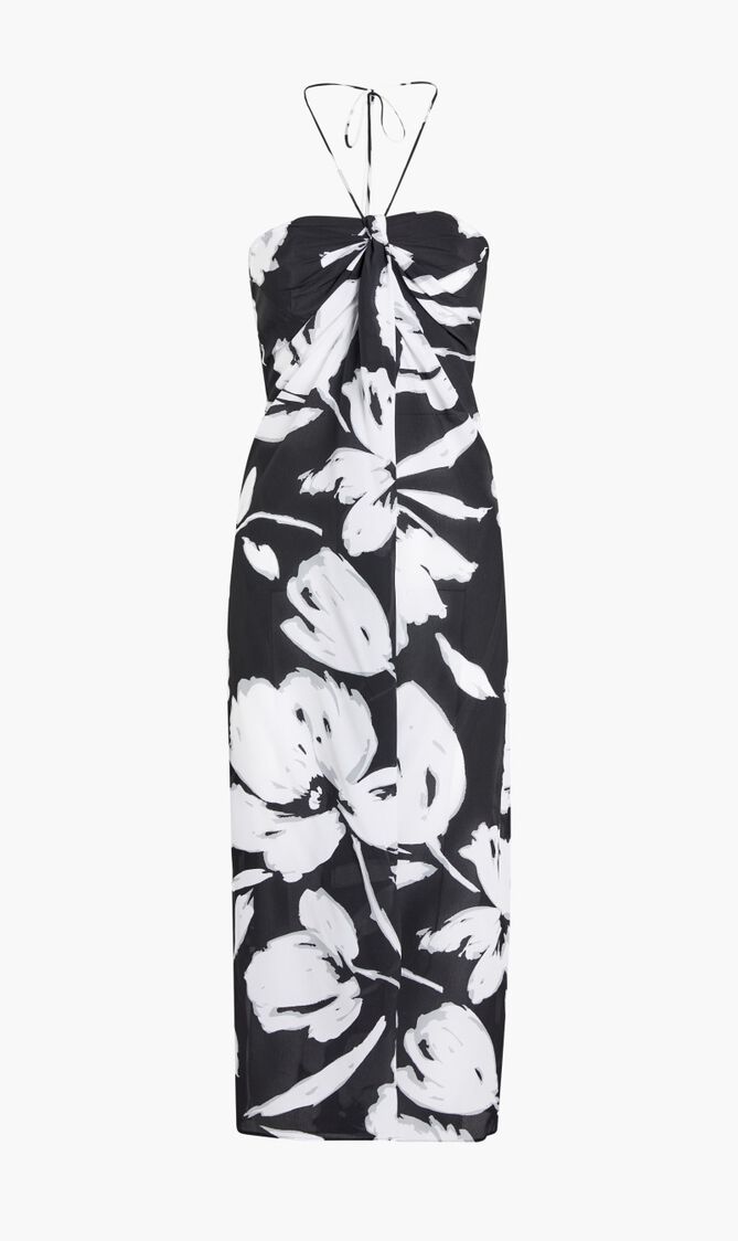 Floral Silk Crepe Sarong Dress