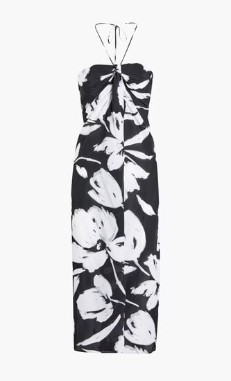 Floral Silk Crepe Sarong Dress