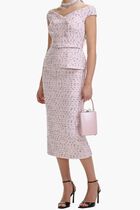 PINK BOUCLE PEARL MIDI DRESS