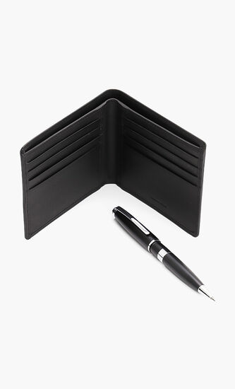 Smooth Leather Bi-fold Wallet and Irving Ballpoint Pen Set
