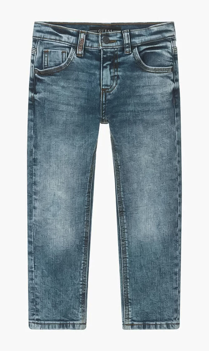 Stretch Denim Straight Pants