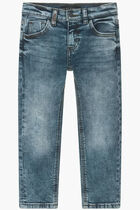 Stretch Denim Straight Pants