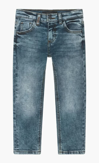 Stretch Denim Straight Pants