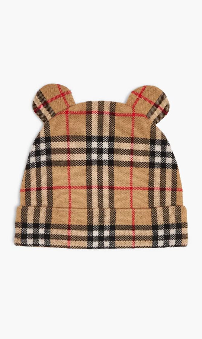 Check wool teddy beanie Check wool teddy beanie