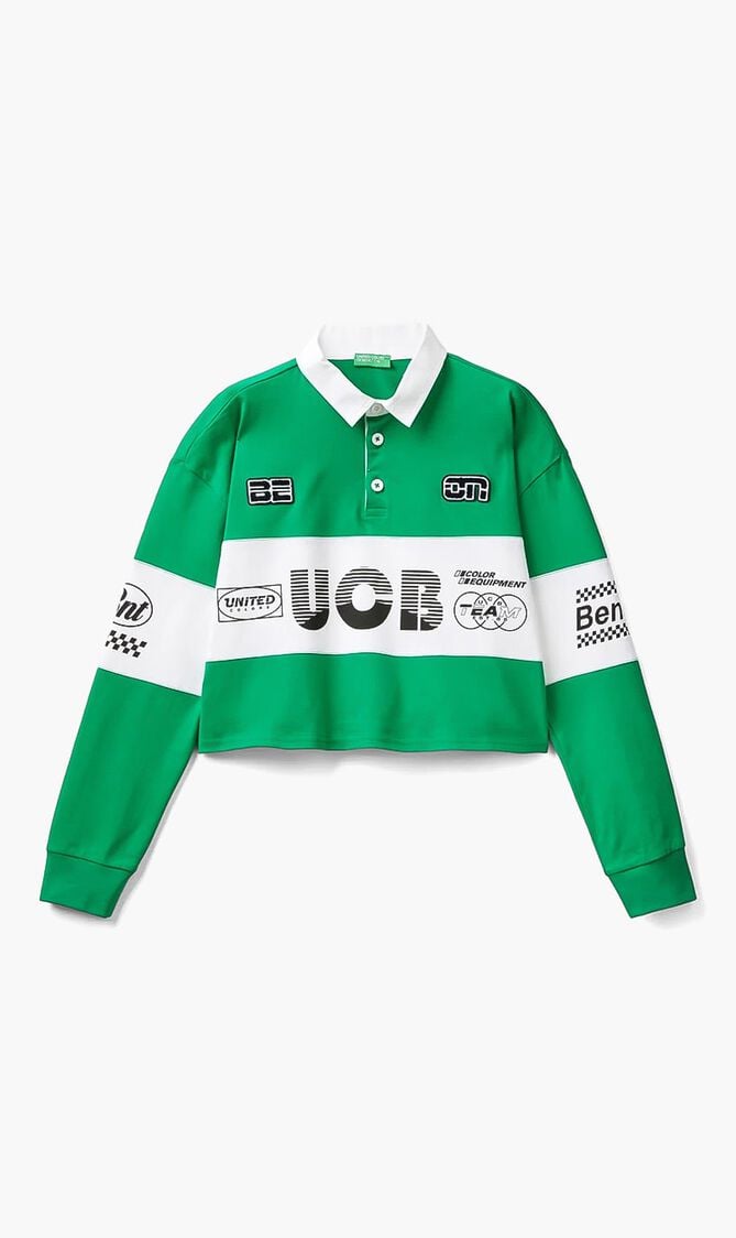Cropped Polo with Patches and Prints