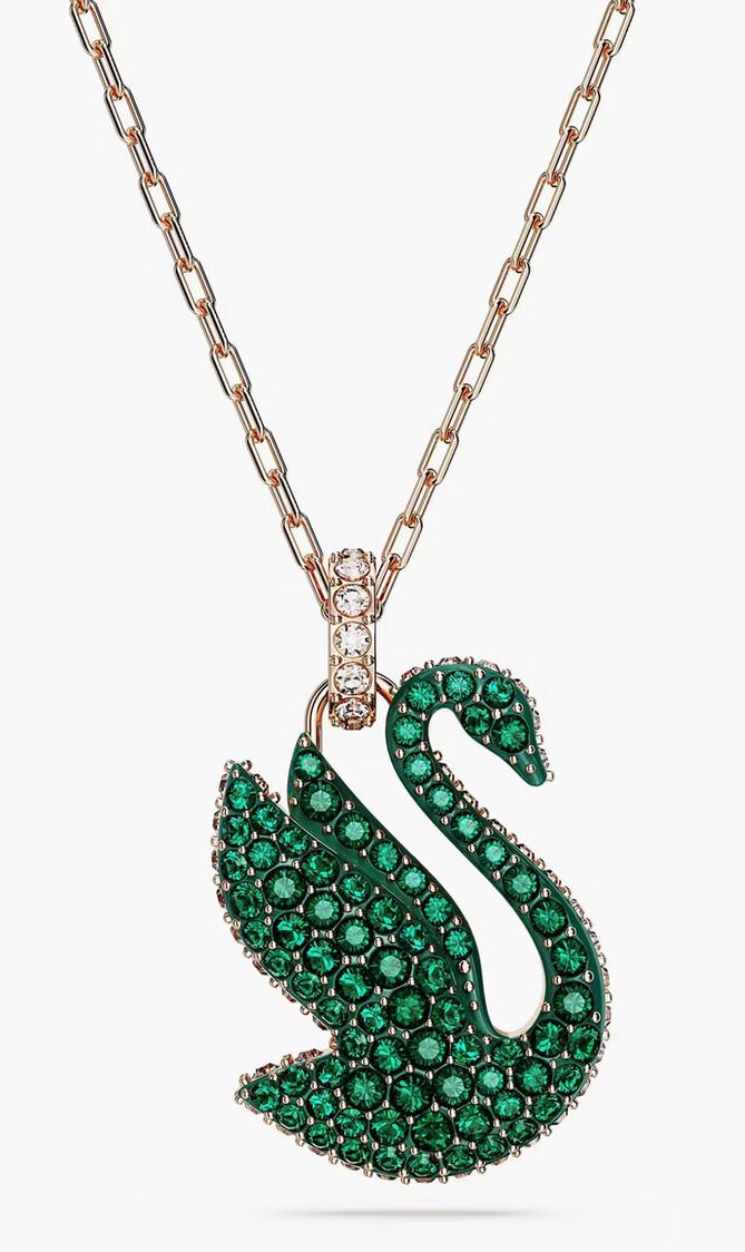SJC CEX ICONIC SWAN NECKLACE PENDANT GRE/ROS