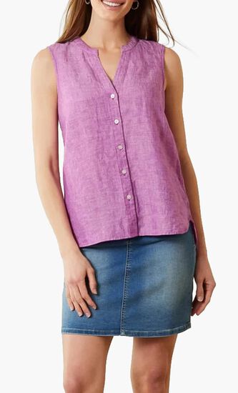 Coastalina Sleeveless Linen Top