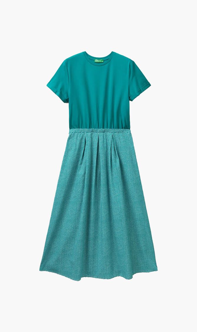 Long Dress with Printed Skirt