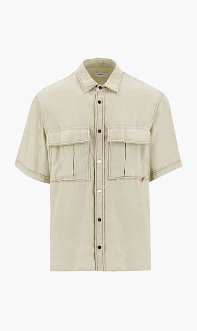 Linen and Lyocell Short Sleeve Shirt
