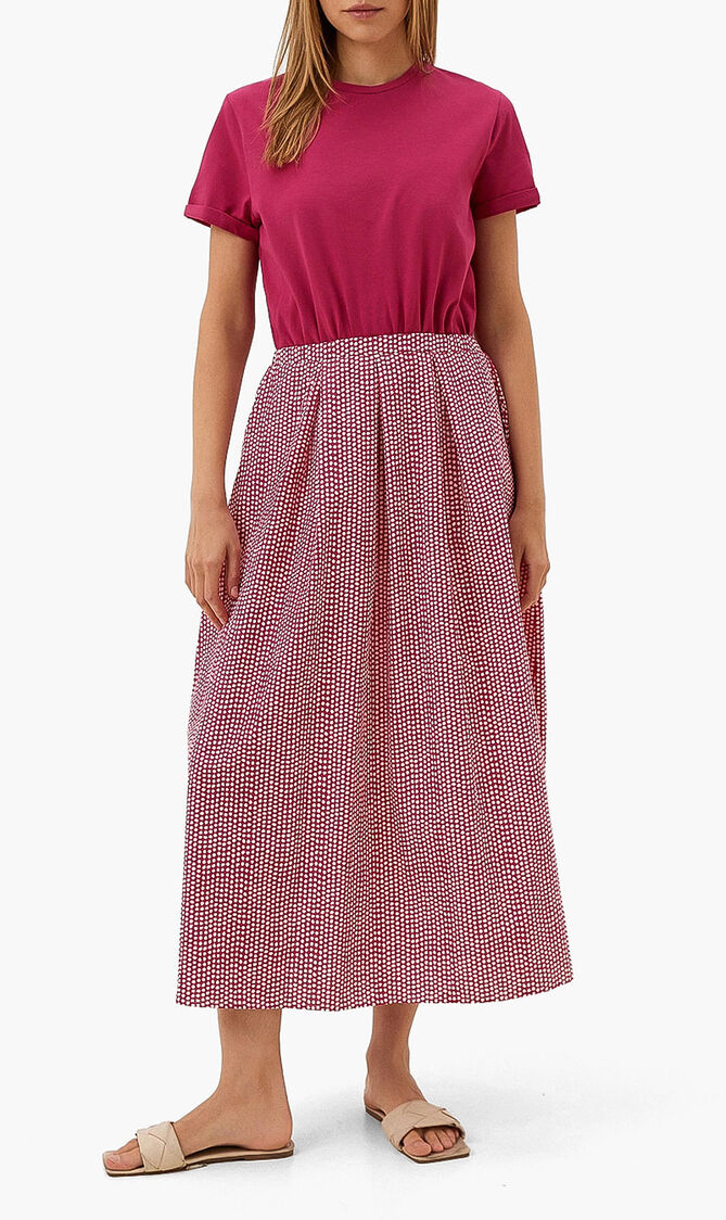Long Dress with Printed Skirt