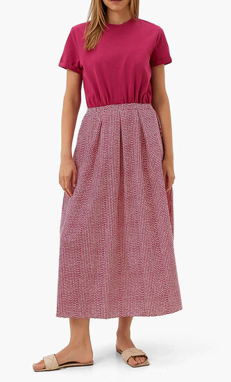 Long Dress with Printed Skirt