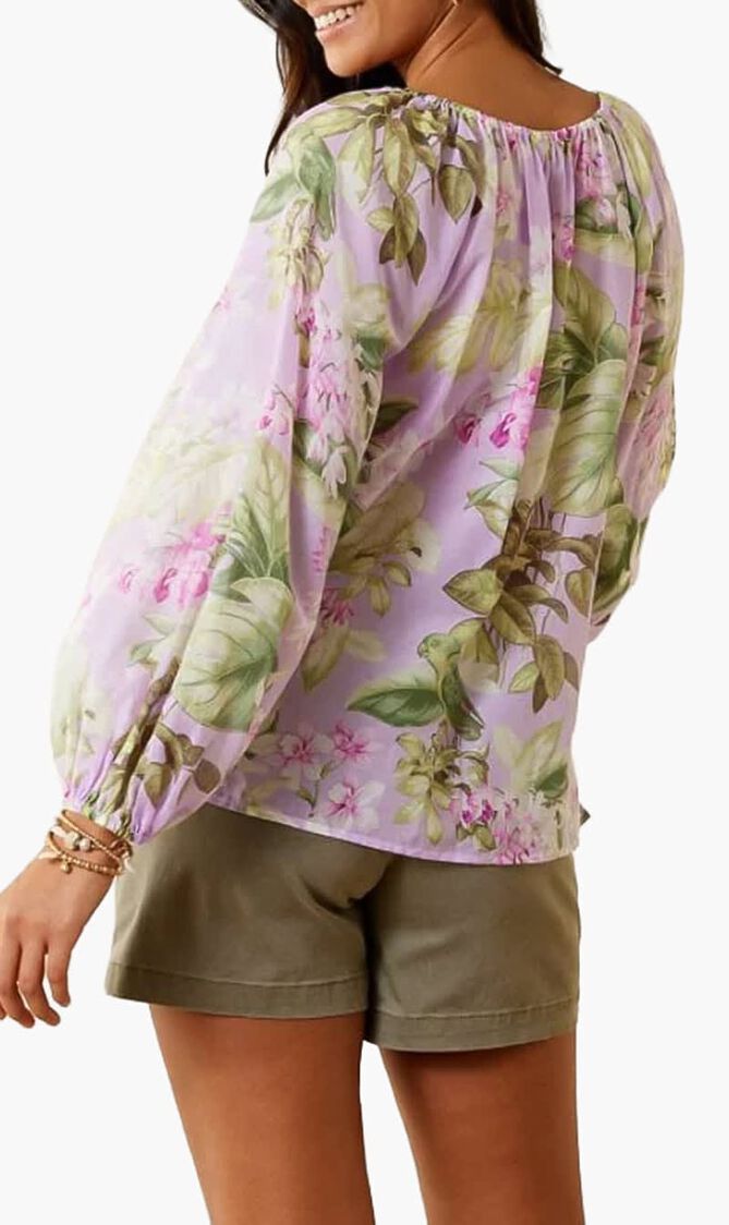 Agua Amara Orchid Dreams Long-Sleeve Peasant Top