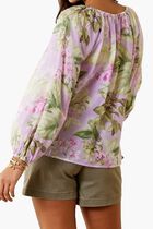 Agua Amara Orchid Dreams Long-Sleeve Peasant Top