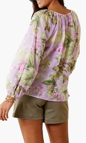 Agua Amara Orchid Dreams Long-Sleeve Peasant Top
