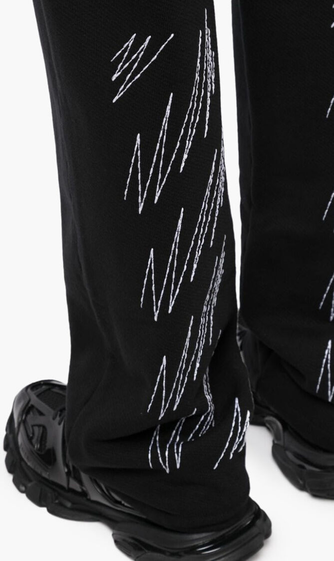STITCH DIAGS SWEATPANTS BLACK WHITE