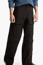 Stretch Cotton Wide-Leg Cargo Pants