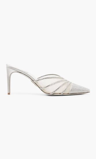 Rhinestone Mesh Pointed Toe Mules