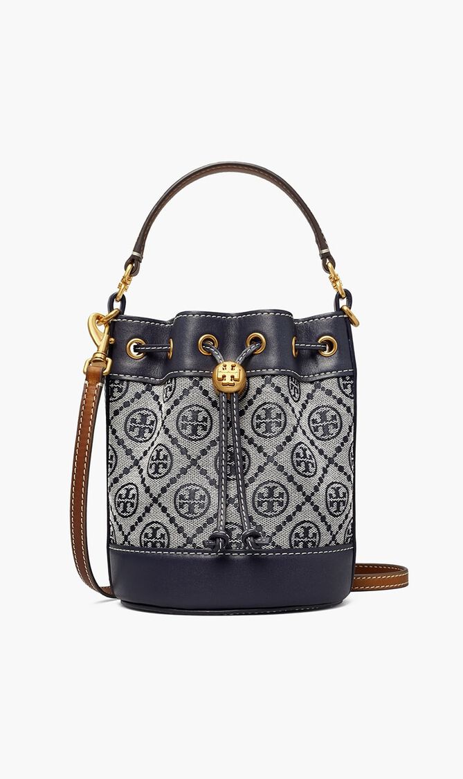 T MONOGRAM JACQUARD MINI BUCKET BAG