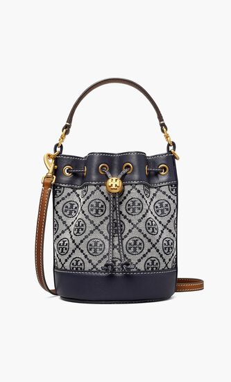 T MONOGRAM JACQUARD MINI BUCKET BAG