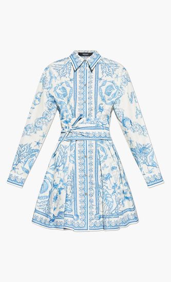 DRESS UNDERWATER BAROCCO BICOLOUR FOULARD ON COTTON POPLIN