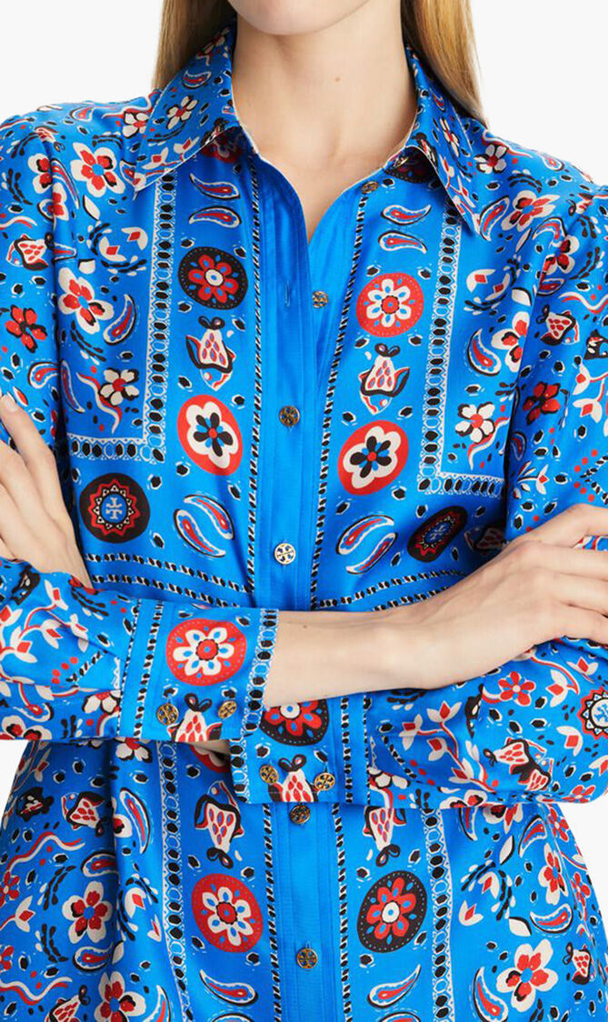 Printed Silk Shirtdress