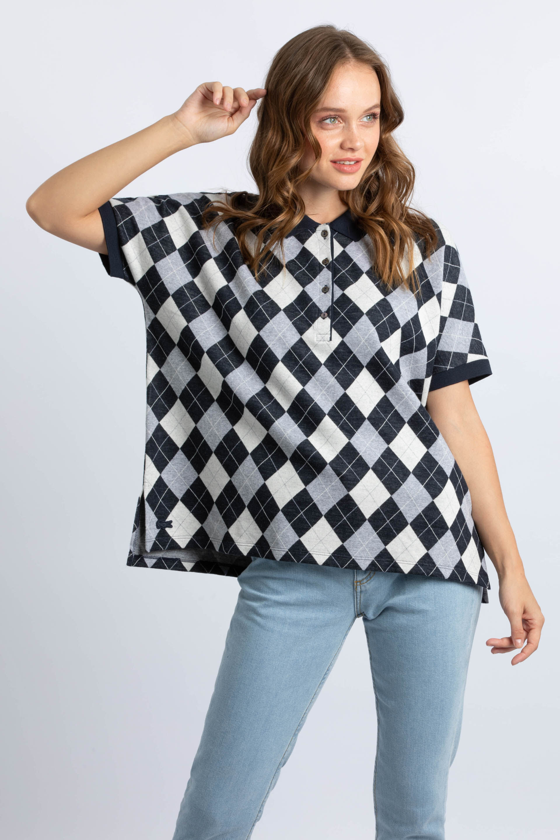 Patterned polo shirts womens discount