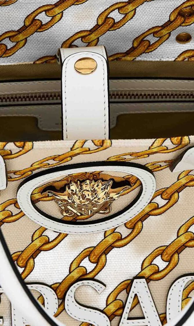 SMALL TOTE FABRIC+CALF LEATHER