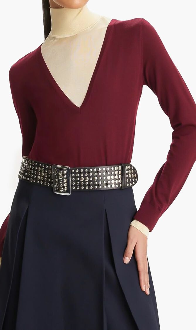 DOUBLE LAYER MOCK NECK PULLOVER