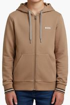 Logo Hooded Zip Up Top
