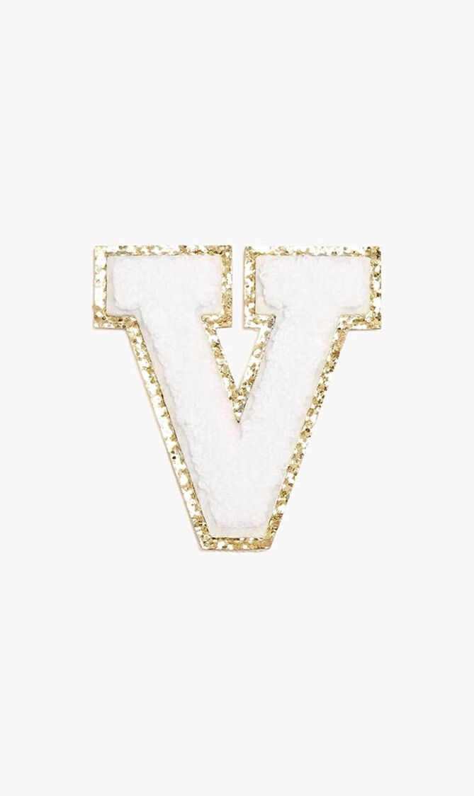 Chenille Sparkle Letter 'V' patch