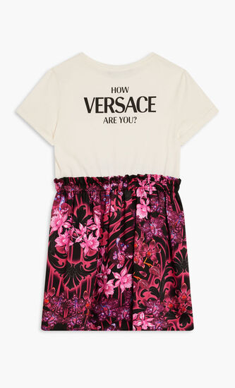 DRESS JERSEY + ORCHID BAROCCO KIDS POLY TWILL + LOGO PRINT