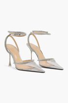 CRYSTAL HEART EMBELLISHED HIGH HEELS 100MM