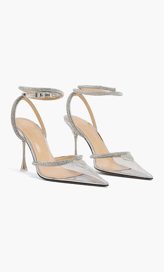 CRYSTAL HEART EMBELLISHED HIGH HEELS 100MM