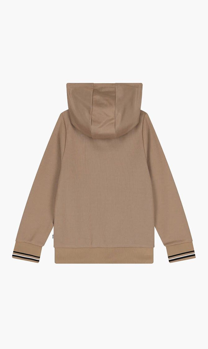Logo Hooded Zip Up Top