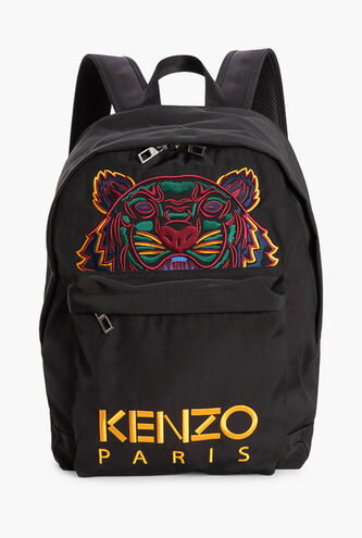 Classic Embroidered Tiger Logo Canvas Backpack