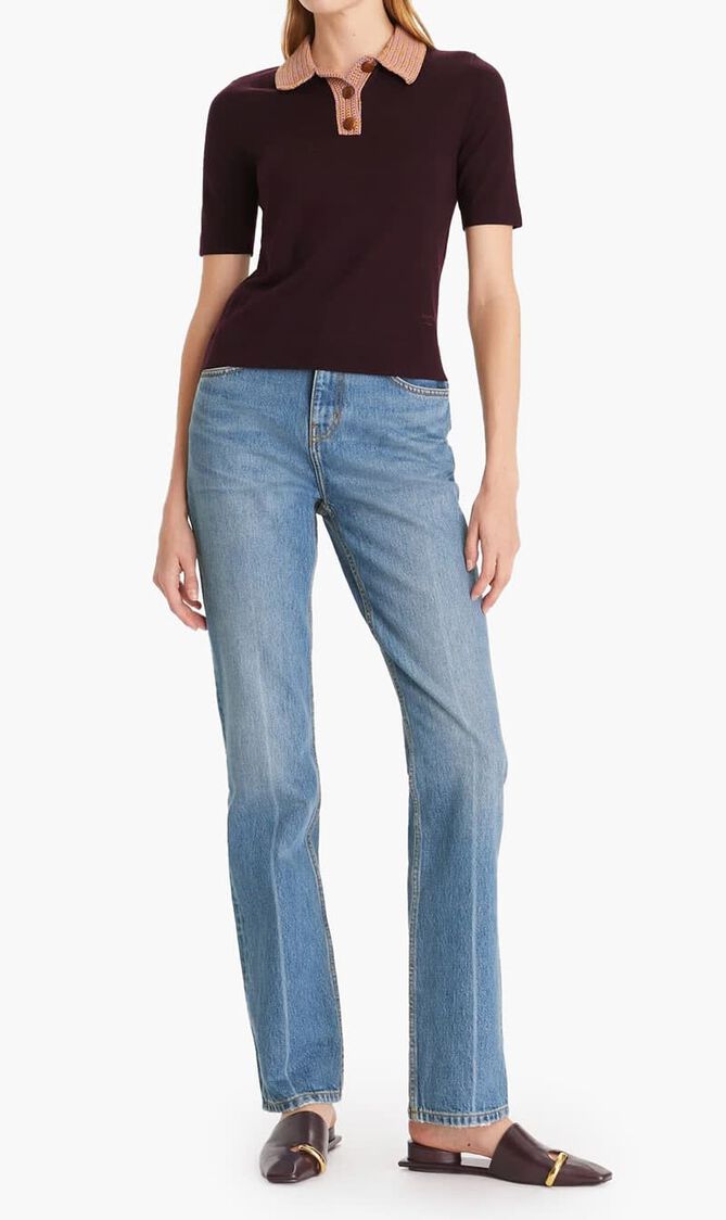 Crochet Collar Knit Polo