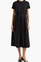 Solid Midi Dress with Elastic Waist