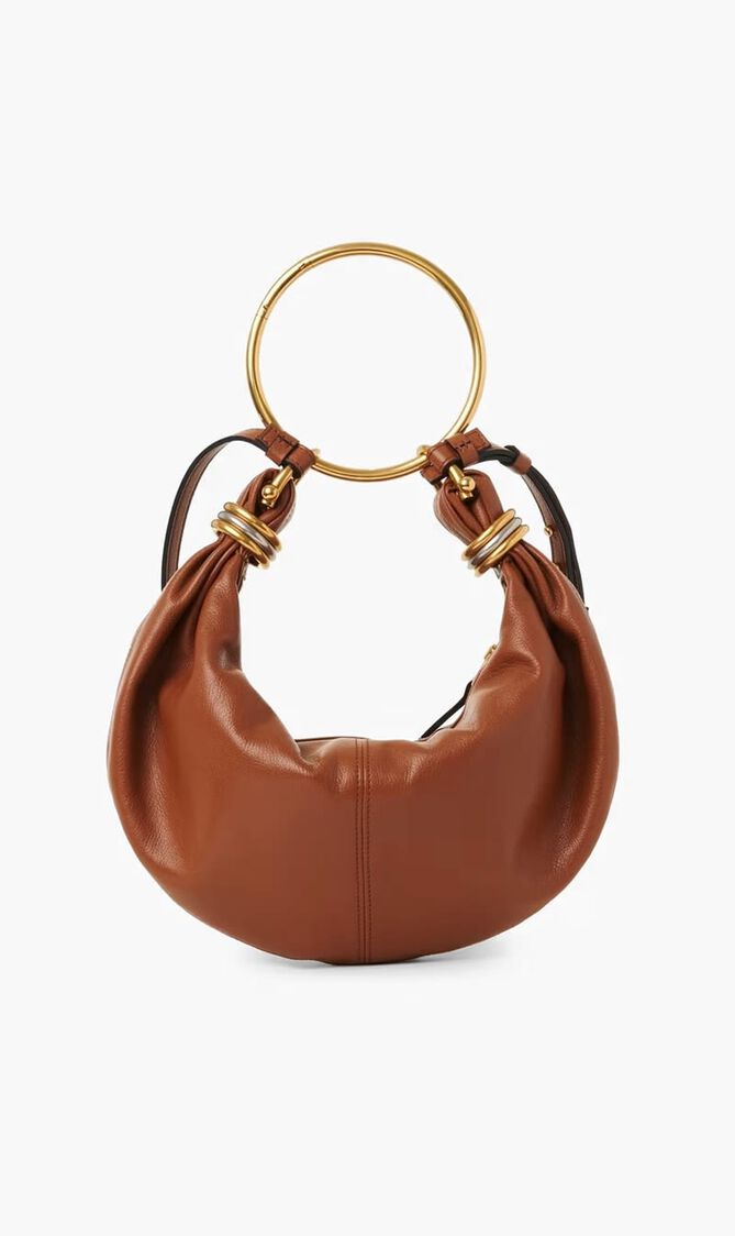 Bracelet Hobo Bag in Grained Leather