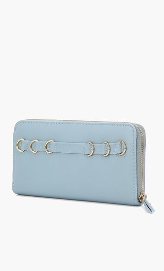 Metal Logo Zipper Wallet