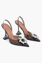 BEGUM GLASS SLING PRINTED PVC CAMO + BLACK DIAMOND CRYSTALS 95 MM CL PLEXI HEEL