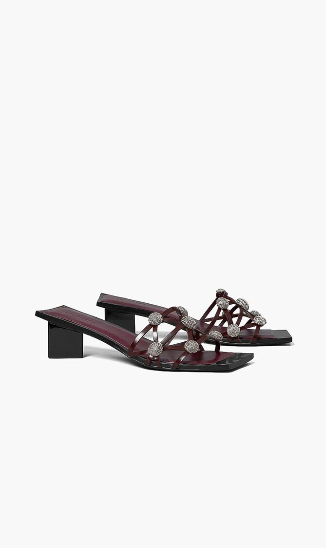 Crystal Bobble Heeled Mule Sandal